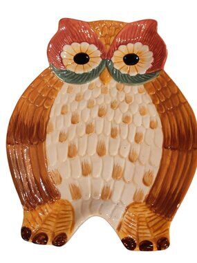 MCM Beautiful Harvest Falls bigeye owl plate